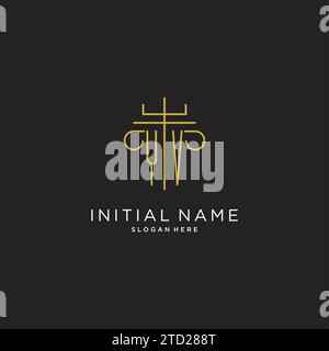 YV initial with monoline pillar logo style, luxury monogram logo design for legal firm vector graphic Stock Vector