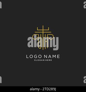 UX initial with monoline pillar logo style, luxury monogram logo design for legal firm vector graphic Stock Vector