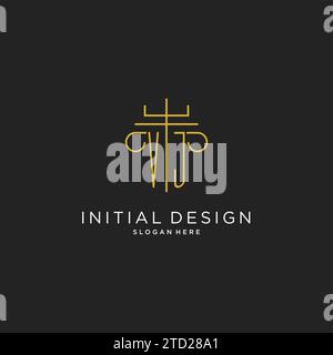 VJ initial with monoline pillar logo style, luxury monogram logo design for legal firm vector graphic Stock Vector