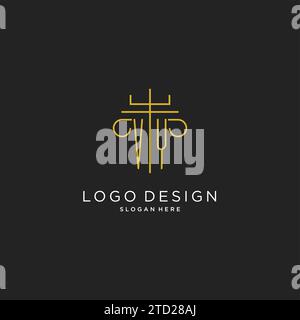 VY initial with monoline pillar logo style, luxury monogram logo design for legal firm vector graphic Stock Vector