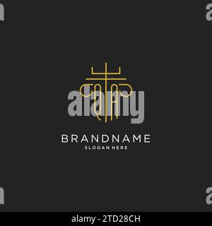 QA initial with monoline pillar logo style, luxury monogram logo design for legal firm vector graphic Stock Vector