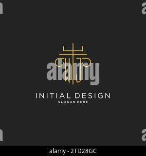 WJ initial with monoline pillar logo style, luxury monogram logo design for legal firm vector graphic Stock Vector