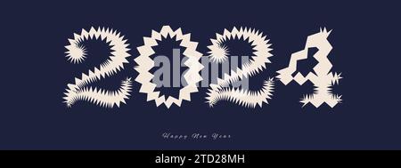 Decorated Happy New Year 2024 design .Premium trend vector illustration for banner, t shirt, poster, calendar and invitation cards. Happy New Year 202 Stock Vector