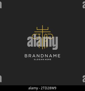 TA initial with monoline pillar logo style, luxury monogram logo design for legal firm vector graphic Stock Vector