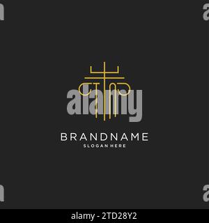 TN initial with monoline pillar logo style, luxury monogram logo design for legal firm vector graphic Stock Vector