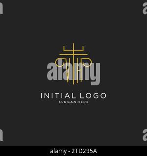 VH initial with monoline pillar logo style, luxury monogram logo design for legal firm vector graphic Stock Vector