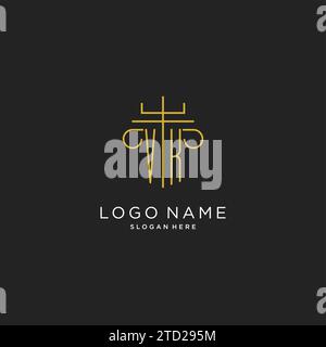 VK initial with monoline pillar logo style, luxury monogram logo design for legal firm vector graphic Stock Vector