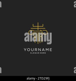 YR initial with monoline pillar logo style, luxury monogram logo design for legal firm vector graphic Stock Vector
