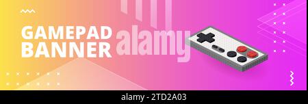Banner with a gamepad for printing and design. Vector illustration. Stock Vector