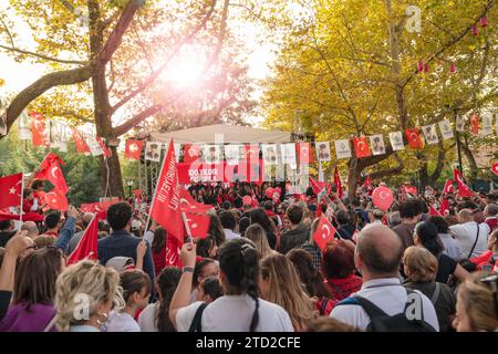 Ankara, Turkey - October 29, 2023:  People gather to celebrate the republican holiday Stock Photo