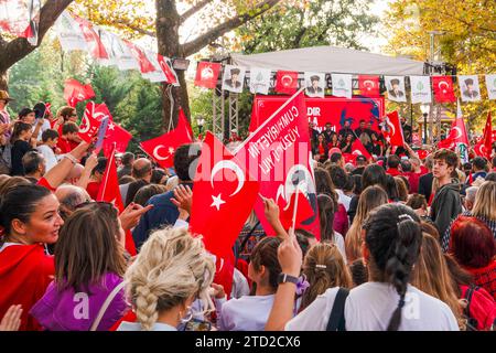 Ankara, Turkey - October 29, 2023:  People gather to celebrate the republican holiday Stock Photo