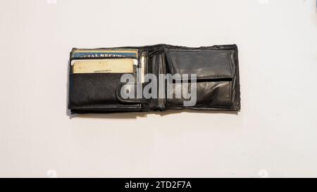 A High Angle View of a Leather Wallet Stock Photo