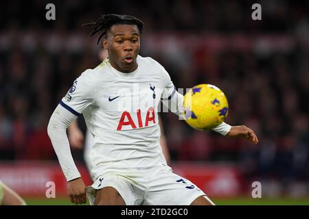 Nottingham, UK. 15th Dec 2023. Destiny Udogie of Tottenham Hotspur during the Premier League match between Nottingham Forest and Tottenham Hotspur at the City Ground, Nottingham on Friday 15th December 2023. (Photo: Jon Hobley | MI News) Credit: MI News & Sport /Alamy Live News Stock Photo