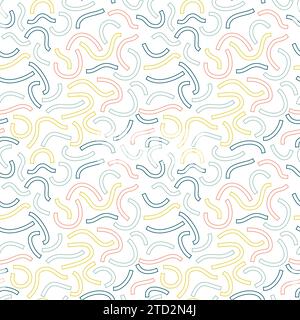 Colored geometric seamless pattern. Outline curved lines Stock Vector