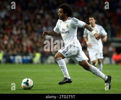 MADRID. February 8, 2014. Marcelo in action before being injured during the La Liga match between Real Madrid and Villarreal. Image Oscar del Pozo ARCHDC. Credit: Album / Archivo ABC / Oscar del Pozo Stock Photo