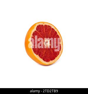 Pink ripe grapefruit slice on white isolated background Stock Photo