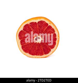 Pink ripe grapefruit slice on white isolated background Stock Photo