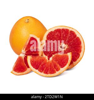 Pink ripe grapefruit slice on white isolated background Stock Photo