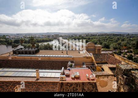 Córdoba, 10/19/2018. Architecture days on the domes of the maqsura of the Cathedral Mosque. In the image, views from the roofs of the Bridge, the Puerta del Puente, the Torre de la Calahorra and the Plaza del Triunfo. Photo: Roldán Serrano ARCHCOR. Credit: Album / Archivo ABC / Roldán Serrano Stock Photo