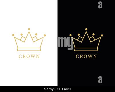 Premium style abstract gold crown logo symbol. Royal king icon. Modern luxury brand element sign. Vector illustration. Stock Vector