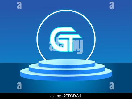Letter GT blue logo sign. Vector logo design for business. Stock Vector