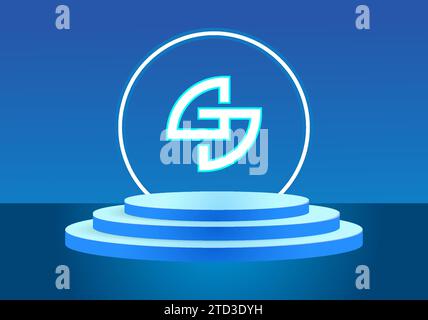 Letter GD blue logo sign. Vector logo design for business. Stock Vector