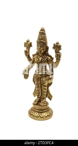 vintage brass handicraft idol of lord vishnu standing with multiple ...