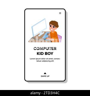 student computer kid boy vector Stock Vector