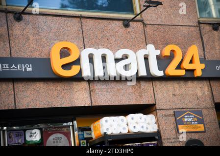 Emart 24 Brand in Seoul, South Korea on December 13, 2023. (Photo by Efren Landaos/Sipa USA) Stock Photo