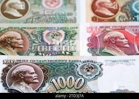 Old Russian money - Ruble a business background Stock Photo