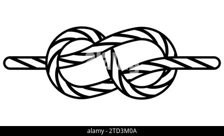 Tie sea knot fastening cable rope, icon knit sea knot Stock Vector