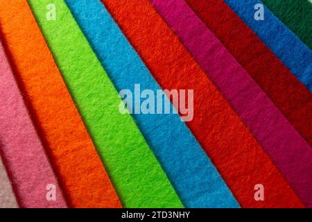 Multicolored felt fabric fan, close up abstract Stock Photo