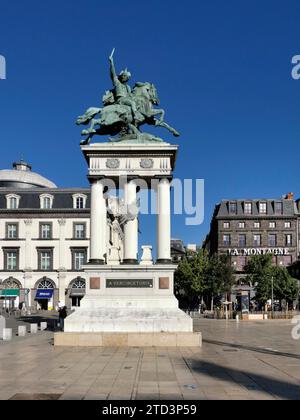 Statue of Vercingetorix by sculptor Bartholdi in Place de Jaude, Clermont-Ferrand, Puy-de-Dome, Auvergne, France Stock Photo