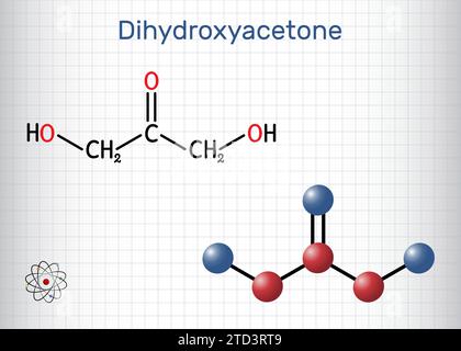 Dihydroxyacetone, DHA, glycerone molecule. It is saccharide. Structural ...