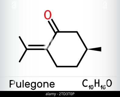 Pulegone molecule. It is natural component of essential oils. Skeletal chemical formula Stock Vector