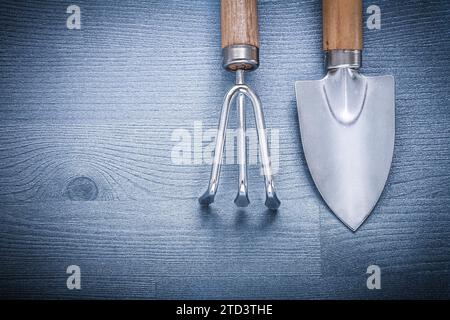 Small garden fork and spade Stock Photo