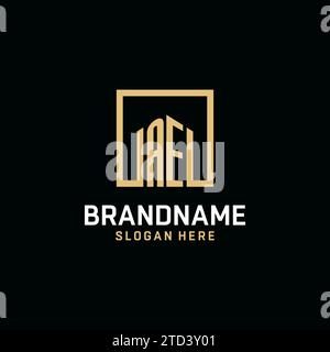AE initial monogram logo design with square shape design inspiration Stock Vector