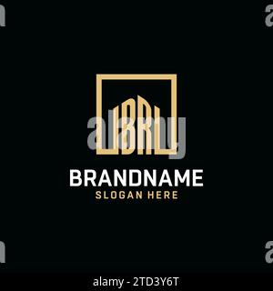 BR initial monogram logo design with square shape design inspiration Stock Vector