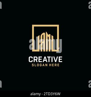 AM initial monogram logo design with square shape design inspiration Stock Vector