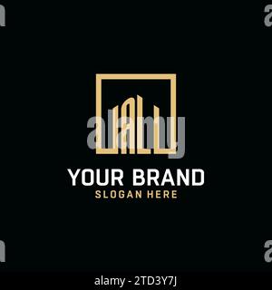AL initial monogram logo design with square shape design inspiration Stock Vector