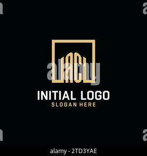 AC initial monogram logo design with square shape design inspiration Stock Vector