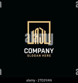 AJ initial monogram logo design with square shape design inspiration Stock Vector