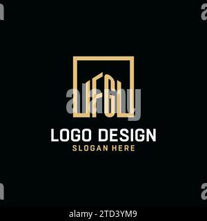 FG initial monogram logo design with square shape design inspiration Stock Vector