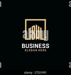 BW initial monogram logo design with square shape design inspiration Stock Vector