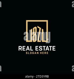 BZ initial monogram logo design with square shape design inspiration Stock Vector