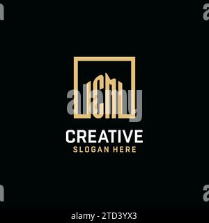 CM initial monogram logo design with square shape design inspiration Stock Vector