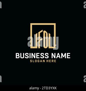 FO initial monogram logo design with square shape design inspiration Stock Vector