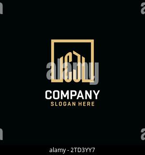 CJ initial monogram logo design with square shape design inspiration Stock Vector
