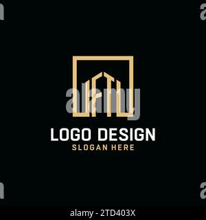 FT initial monogram logo design with square shape design inspiration Stock Vector