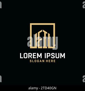 EI initial monogram logo design with square shape design inspiration Stock Vector
